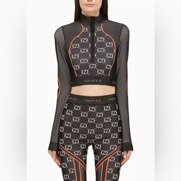 Gucci logos stretch set jacket 482 & leggings $482 each super stretchy new M. - Picture 4 of 14